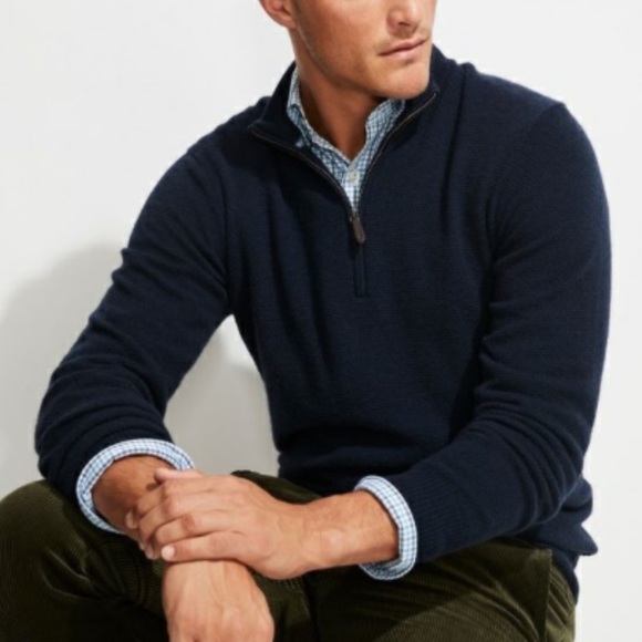 Vineyard Vines Cashmere Cotton Blend 1/4 Zip up Sweater Size XL Tall in Navy - Picture 1 of 8